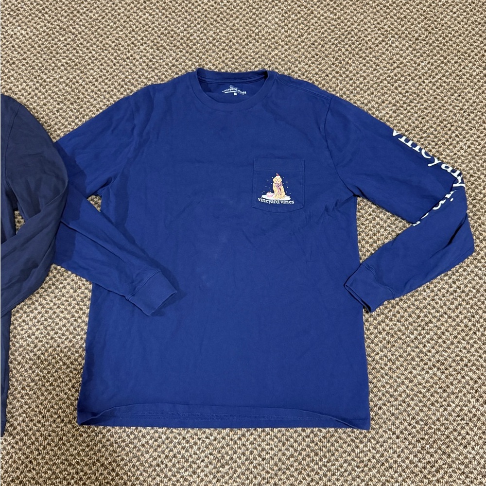 Brooks Brothers Navy Long Sleeve Tee with Pocket Graphic
